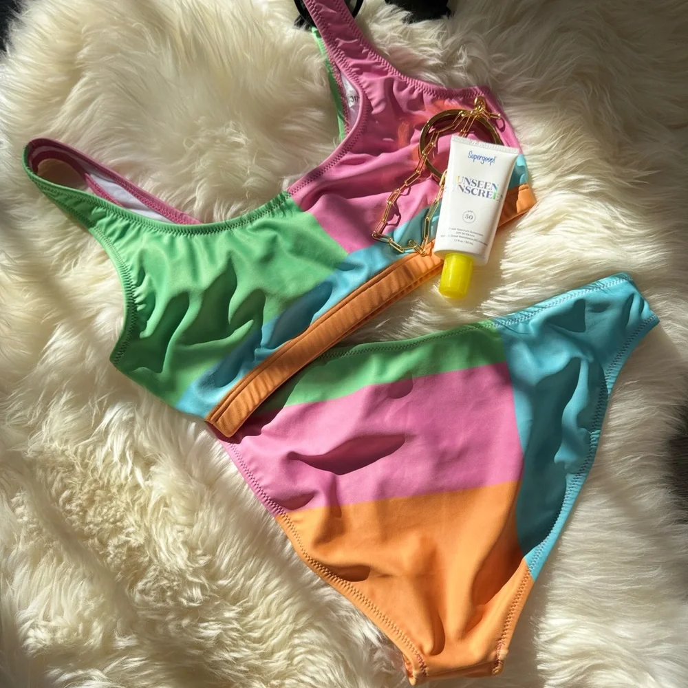 Colorful Patchwork Bikini Set - Picture 3 of 3